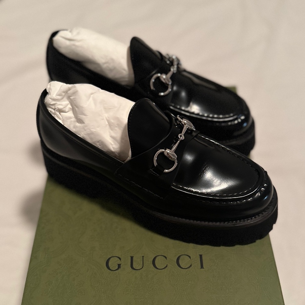 Gucci Horsebit Loafers, black, size 38.5. LIKE NEW